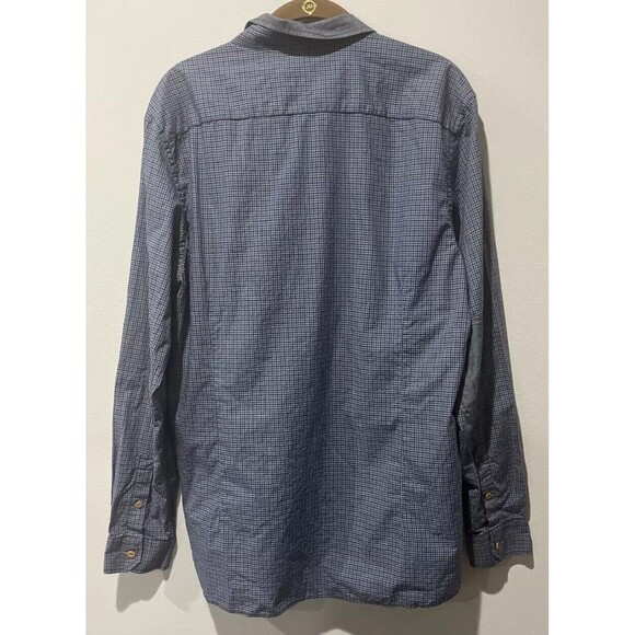 Ted Baker Shirt Mens 5 XL Blue Button Up Gingham Check Chambray Collar Elbow - Picture 2 of 9